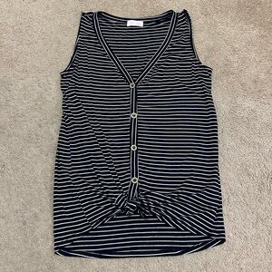 Pink Lily Give Love A Chance Striped Tank in Navy/white size small